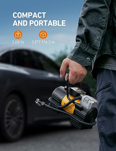 Tire Inflator Portable Air Compressor 12VDC Tire Pump Digital Gauge