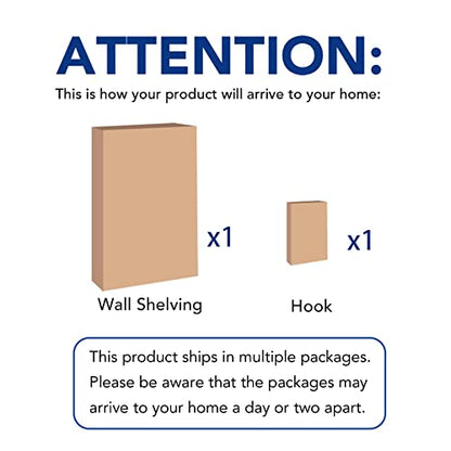 2 Pack 2x4ft Corner Wall Shelving with 4 Hooks (2 Count)