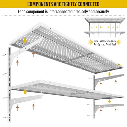 2 Pack 2 Tier 1.3x4ft Garage Shelving Wall Mounted (2 Count)