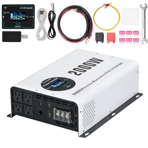 2000W Pure Sine Wave Power Inverter DC 12V to AC 120V