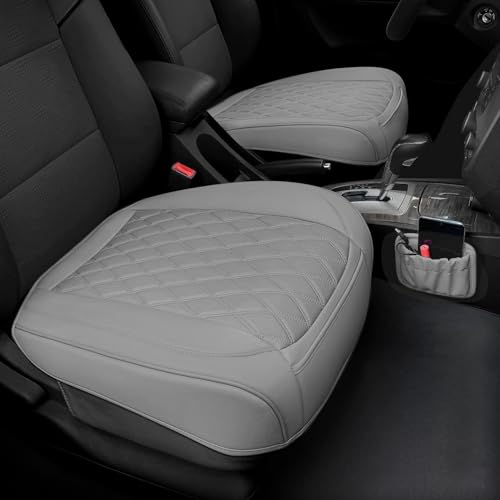 2 Pack Leather Front Car Seat Bottom Covers Gray (2 Count)