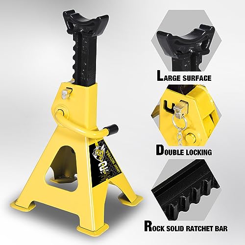 2 Ton Jack Stands with Double Locking and Large Foot Base for Lifting Car (2 Count)