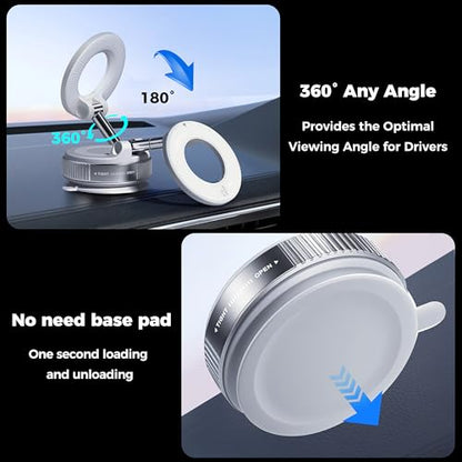 Vacuum Magnetic Phone Holder for Car 360° Adjustable Magsafe Car Mount