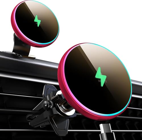 for Magsafe Car Mount Charger 15W LED RGB Car Phone Holder for Dash Vent