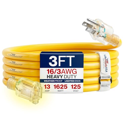 3ft Outdoor Indoor Extension Cord 16