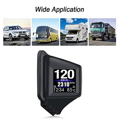 Head Up Display for Car Digital Speedometer Display GPS+OBD2 Dual System Smart Gauge MPH Clock RPM Over Speed Alarm Odometer for All Vehicle