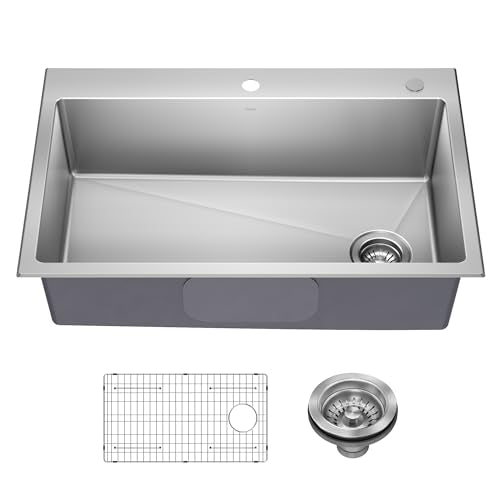 Stainless Steel 33 in 18 Gauge Drop In Kitchen Sink KHT640