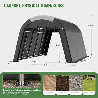 Carport Canopy 12x20 FT Heavy Duty with Translucent Roof