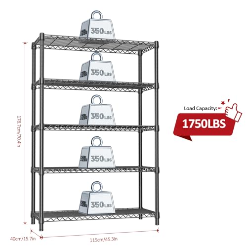 1750 LBS Garage Shelving Wide Storage Shelves Metal Shelves Heavy Duty Adjustable Utility Shelf Rack