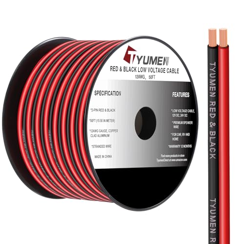 12 Gauge Red Black Wire 50FT (50 Foot)