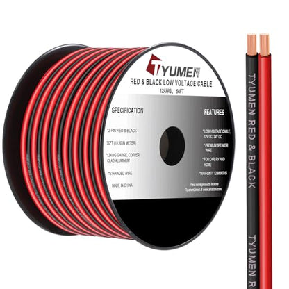 12 Gauge Red Black Wire 50FT (50 Foot)