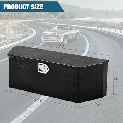 36 Inch Heavy Duty Aluminum Plated Tool Box Pick Up Truck Bed RV Trailer Tongue Toolbox Waterproof Storage Organizer with Lock and Keys