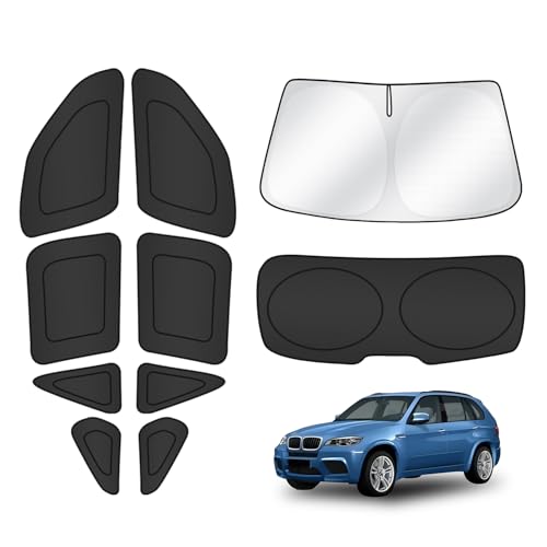 Windshield Sun Shade for BMW X5 2013 2014 2015 2016 2017 2018 Car Window Shades Thicken UV Block and Blackout Privacy Foldable Sunshades 10PCS Accessories Keep Cool Sun Visor Covers (10 Count)