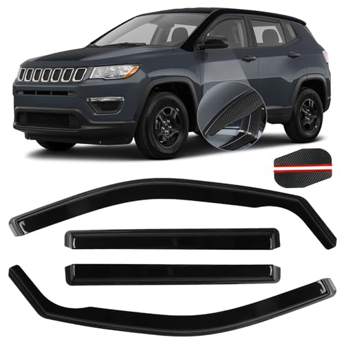 4PCS in Channel Window Visors Rain Guards for Jeep Compass 2017 (4 Count)