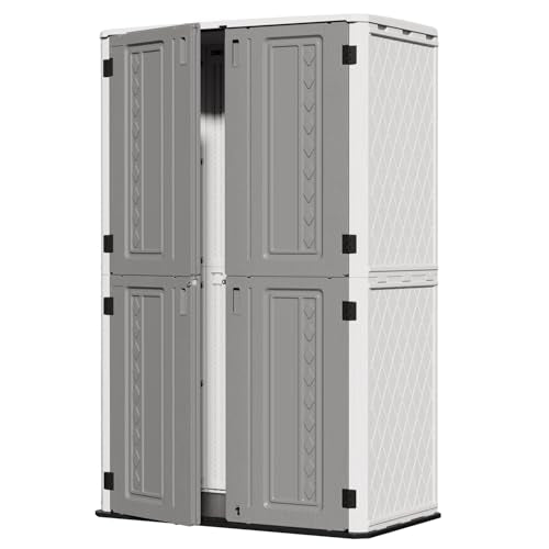 67 Cuft Vertical Outdoor Storage Shed Diamond Texture Resin Outdoor Cabinet