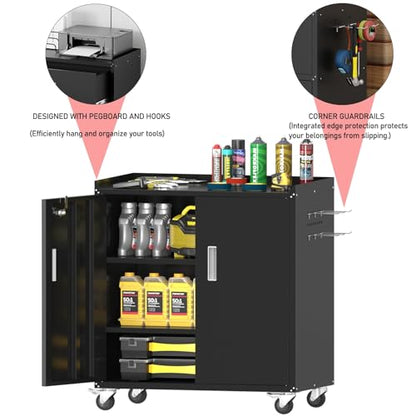 Metal Garage Storage Cabinet with Wheels