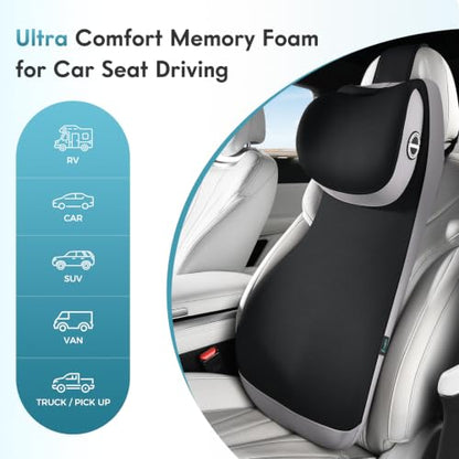 Upgraded Car Seat Lumbar Support Pillow and Adjustable Headrest One