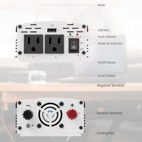 3716 500W Slim Line AC to DC Inverter 500W TrueRated 1000W Surge Power Inverter