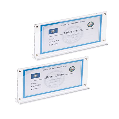 2 Pack of Acrylic Business License Frame for 4x9 Business License Certificate Desk (2 Count)