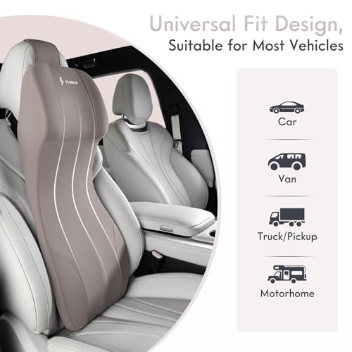 Lumbar Support Pillow and Car Neck Pillow Memory Foam Integrated Lumbar Support Cushion with Headrest Pillow Ergonomic Car Seat Back Support for Head Waist Support Sciatica Pain Relief