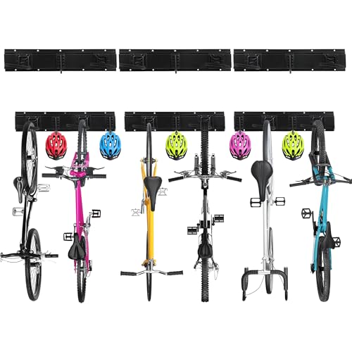 60.36in Vertical Wall Bike Rack Holds 6 Bikes 5 Helmet Hooks