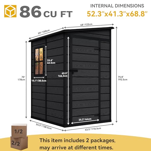 5x4 FT Resin Outdoor Storage Shed with Floor & Window