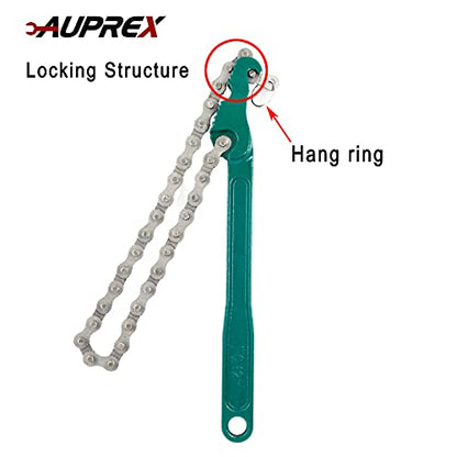 12 Inch Sturdy Carbon Steel Adjustable Heavy Duty Ratcheting Chain Oil Filter Wrench Reversible Chain Style Pipe Fitter With Multi