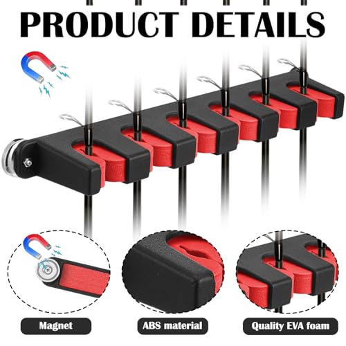 2 Pcs Magnetic Fishing Rod Holder for Car Fishing Pole Rack Vertical Rod Storage Holders for Truck Bed Boat Wall Garage Door (2 Count)
