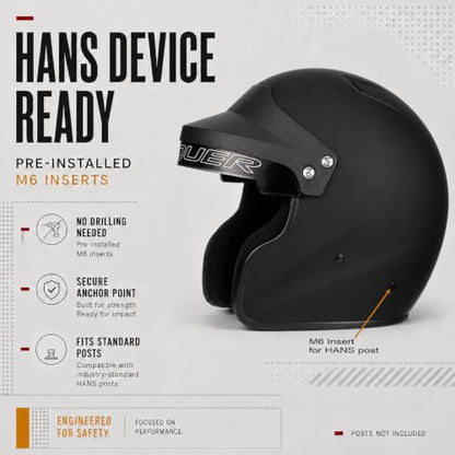 Snell SA2025 Approved Open Face Auto Racing Race Car Helmet