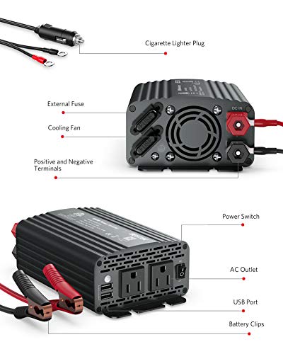 500W Power Inverter for Vehicles DC 12V to AC 110V Car Plug Adapter
