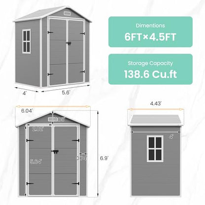 Outdoor Resin Storage Shed 6x4.5 FT