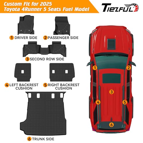 6PCS Floor Mats Fit for Toyota 4Runner 2025 2026 5 Seats