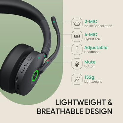 BH74 with Stand ANC Wireless Headset with Microphone for PC