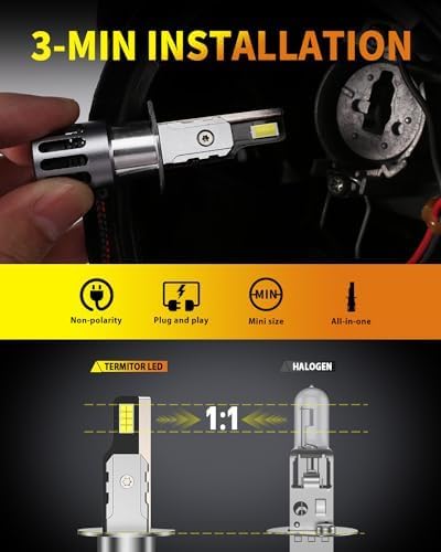 H1 Bulbs, 140,000LM, True 1:1 Halogen Size, 6500K Cool White,No Adapter Required, 3-Min Install, Up to 85,000 Hours, Pack of 2
