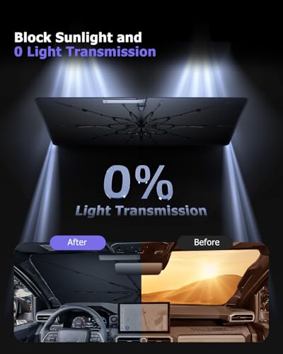 2025 4Runner Car Windshield Sun Shade Windshield Sunshade Umbrella [Star Fabric] Protect Car from Sun Rays&Heat Damage Keeps Vehicle Cool