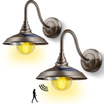 Solar Barn Light Outdoor Aluminum 3 Modes Remote (2 Count)