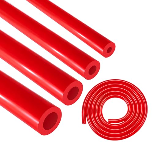 5/32 1/4 5/16 3/8 Silicone Vacuum Tubing Hose Line Kit 5FT 4PCS 130PSI Max Pressure Red (4mm 6mm 8mm 10mm)