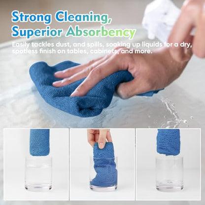 Lake Green Microfiber Cleaning Cloth 12 Pack 12.5 x 12.5 inch Microfiber Towels for Cars Ultra Absorbent Car Washing Cloth Lint Free Streak Free Cleaning Rags for Car (12 Count)