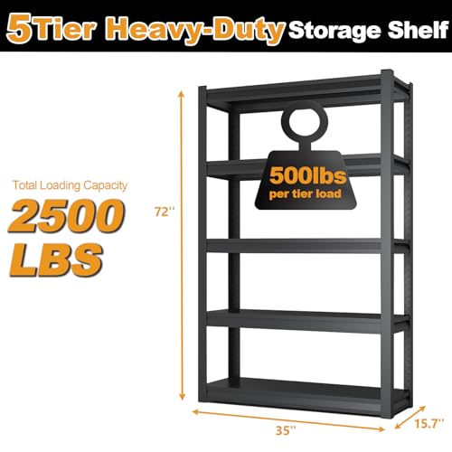 72H Metal Kitchen Storage Shelves (5 Count)
