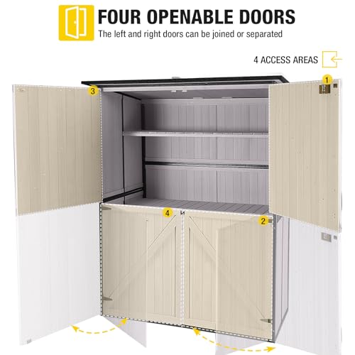 Outdoor Storage Shed Upgraded with Strong Metal Frame Garden Tool Shed Storage House Cabinet with Adjustable Shelfs and Wooden Floor 4.6 x 2.42FT