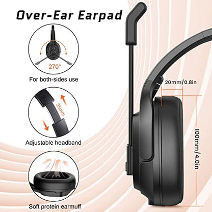 Noise Cancelling Trucker Bluetooth Headset with Microphone for Trucker