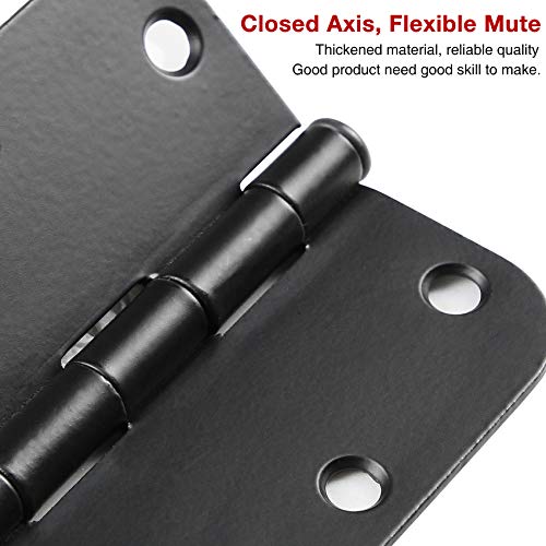3 1 2" Matte Black Door Hinges 3.5 Inch Rounded Flat 18 Pack