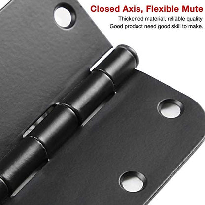 3 1 2" Matte Black Door Hinges 3.5 Inch Rounded Flat 18 Pack