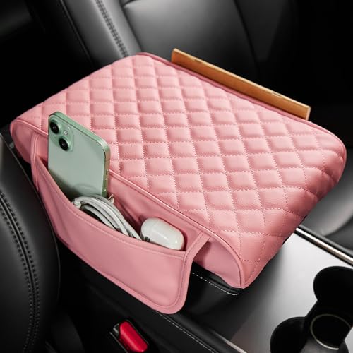 Pink Center Console Cover with Storage Bag for SUV Sedan