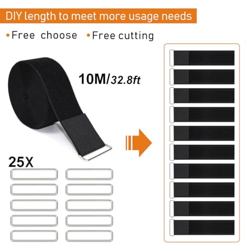 2" x32ft Reusable Cinch Strap with 20 Metal Buckles (20 Count)
