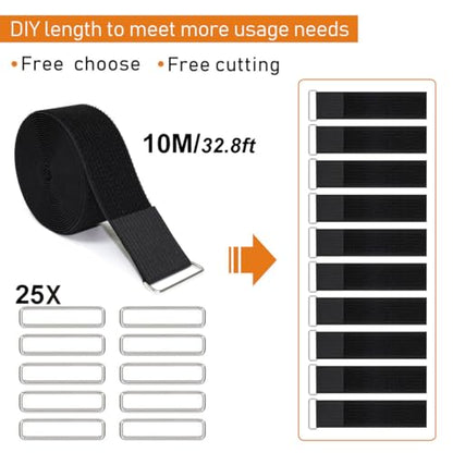 2" x32ft Reusable Cinch Strap with 20 Metal Buckles (20 Count)