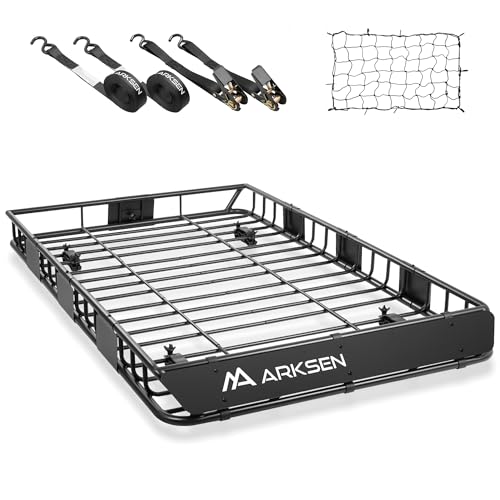 64" x 39" x 5" Roof Rack Cargo Basket with Net & Tie Down Straps