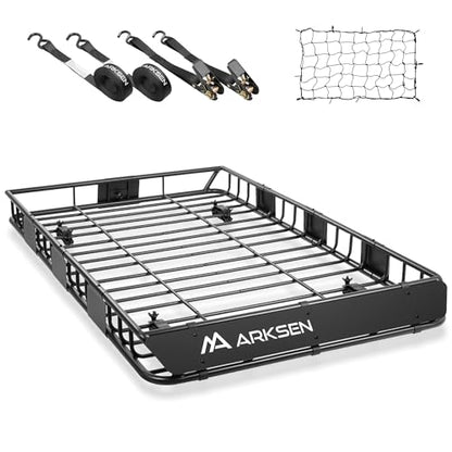 64" x 39" x 5" Roof Rack Cargo Basket with Net & Tie Down Straps