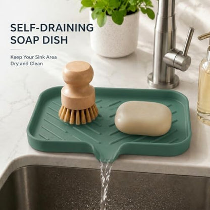 Silicone Soap Dish with Drain Spout