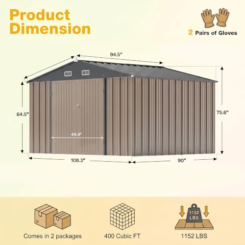 10x8 FT Outdoor Storage Shed with Floor Frame
